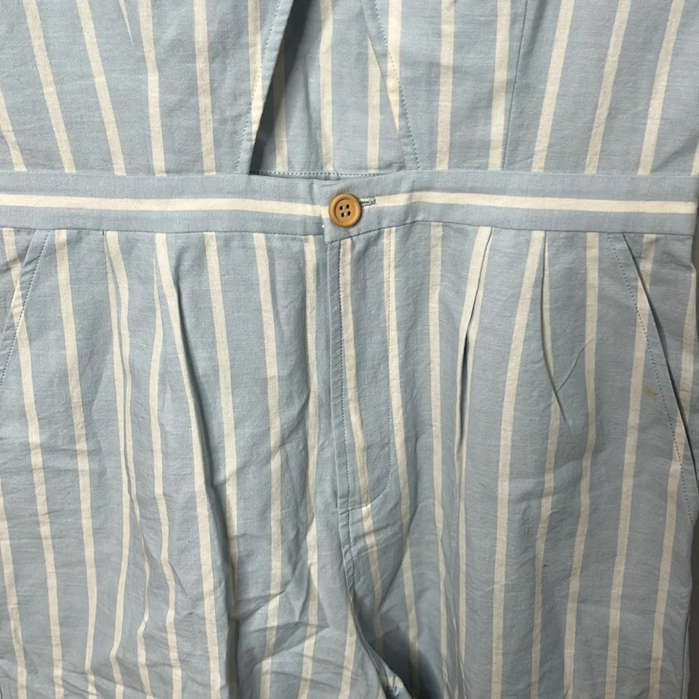Saylor Willa Blue Striped Cut Out Front Romper - Picture 5 of 8